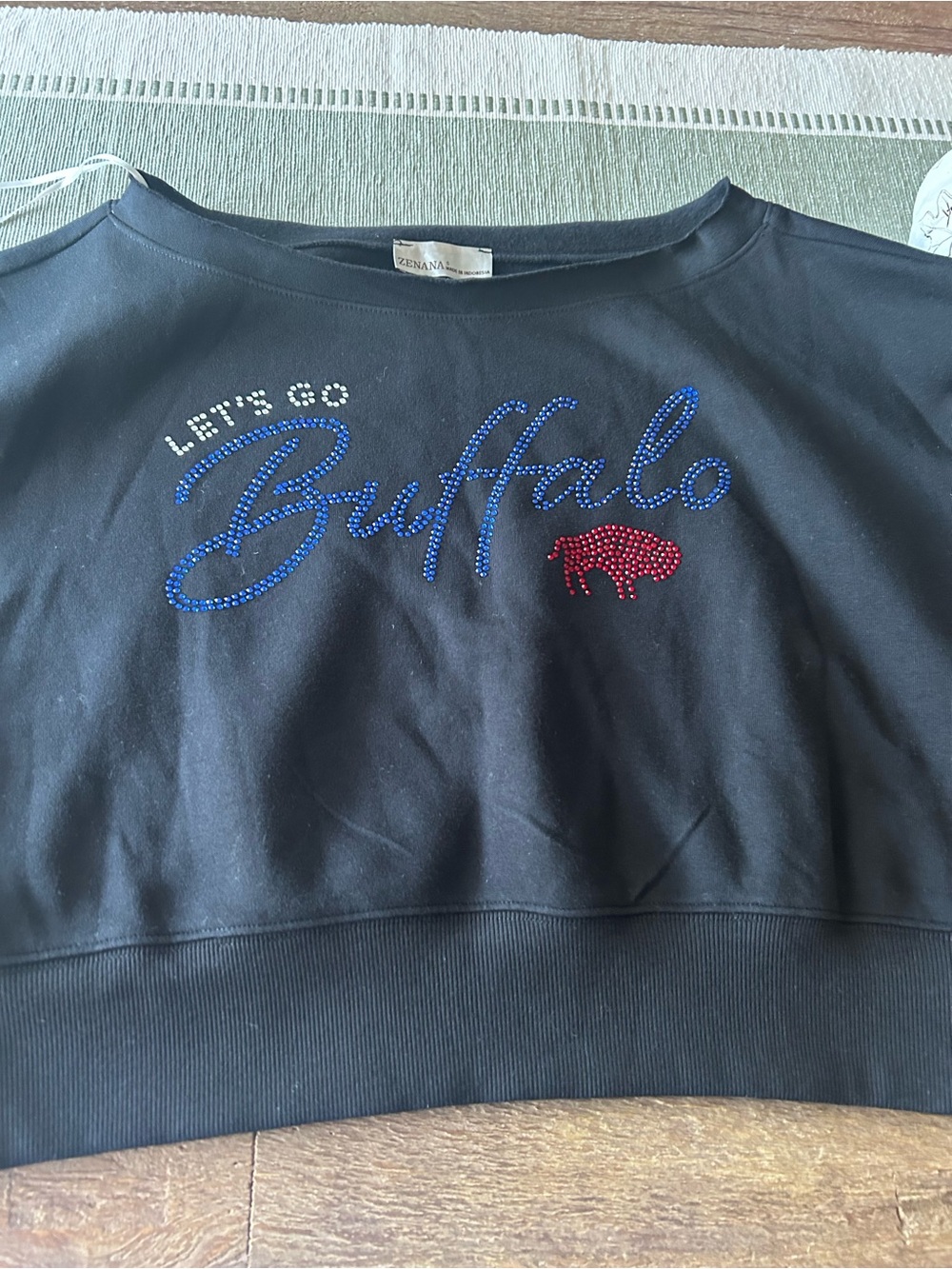 Buffalo David Bitton Black Rhinestone 'Let's Go Buffalo' Sweatshirt Top